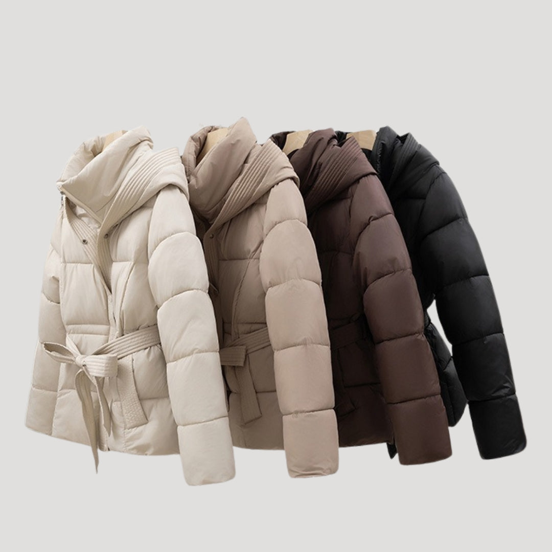 Eloise | Black Cropped Hooded Puffer Jacket Coat