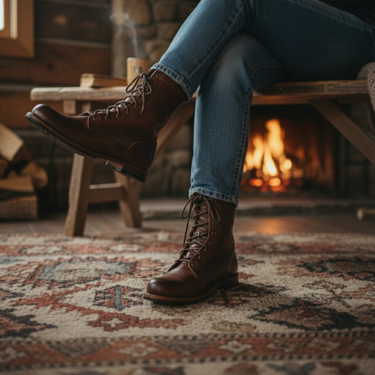 Rosalind | Black Brown Leather Lace Up Chelsea Combat Boots