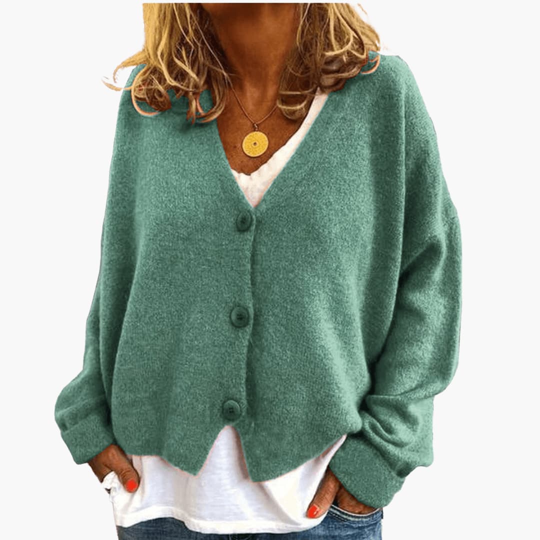 Lucinda | Womens Knit Tops Cardigan V-Neck Long Sleeve Relaxed