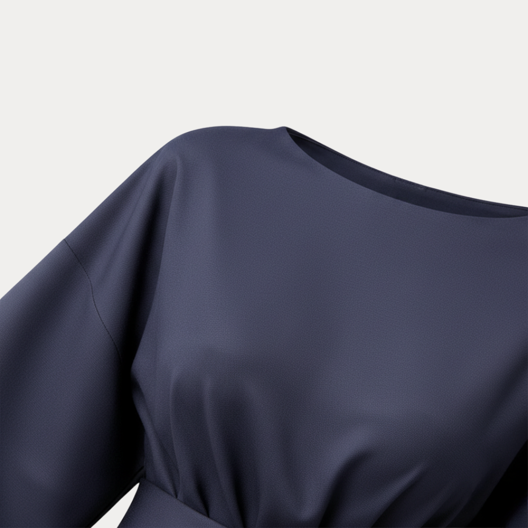 Clemence | Wrap Midi Dress With Wide Sleeves For Wedding Guests