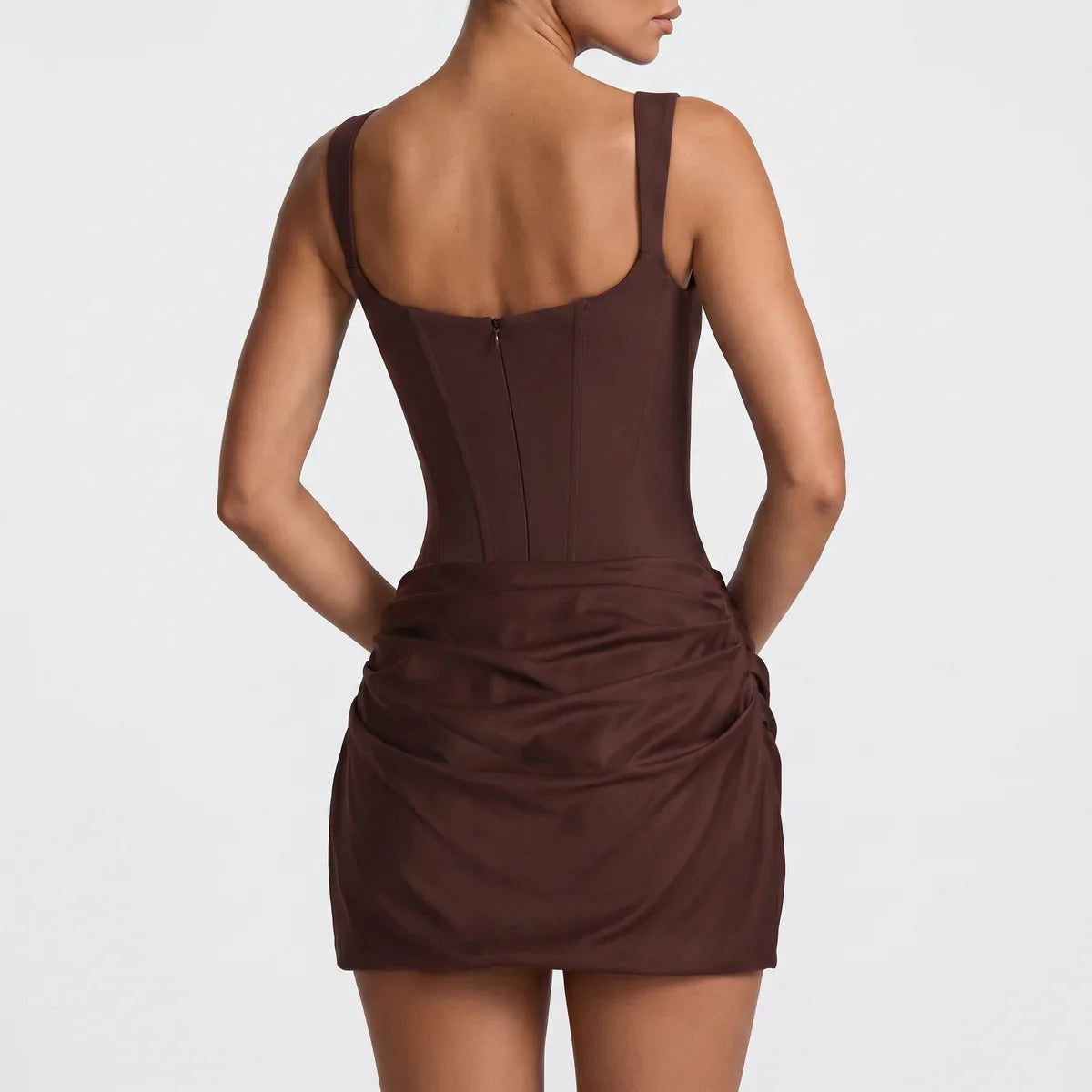 Rosanna | Long Sleeve Satin Mini Dress Evening Party Cocktail