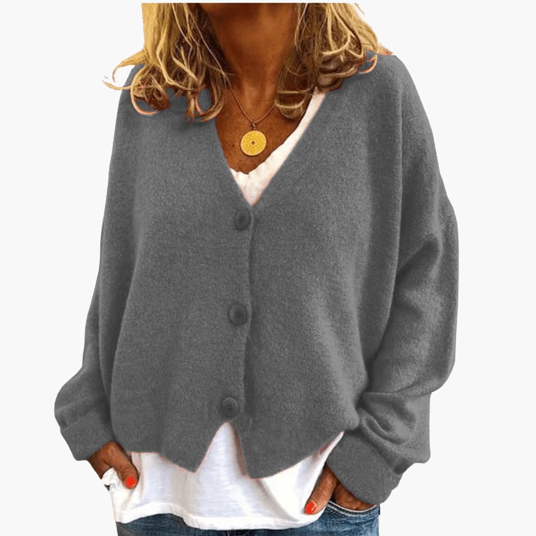 Lucinda | Womens Knit Tops Cardigan V-Neck Long Sleeve Relaxed