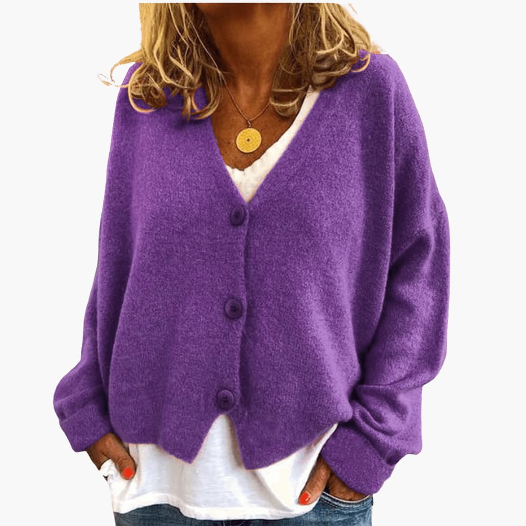 Lucinda | Womens Knit Tops Cardigan V-Neck Long Sleeve Relaxed
