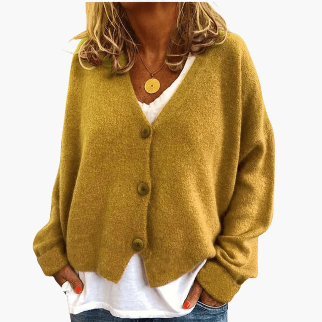 Lucinda | Womens Knit Tops Cardigan V-Neck Long Sleeve Relaxed