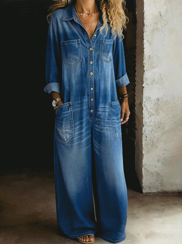 Eulalie | Long Sleeve Wide Leg Jumpsuit Casual One-Piece