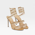 Esmee | Gold Block Heels For Wedding Crystal Strappy Sandals