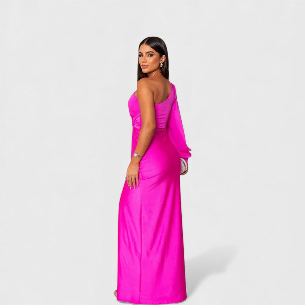 Isadora | Long Sleeve Satin Maxi Dress Wedding Guest Evening