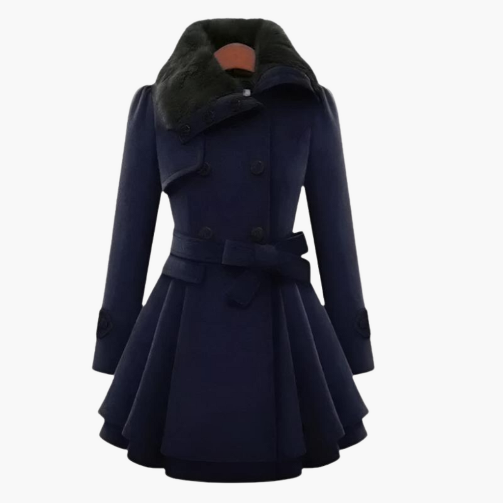 Liliana | Black Belted Trench Coat Women Flared Hem Autumn