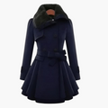 Liliana | Black Belted Trench Coat Women Flared Hem Autumn