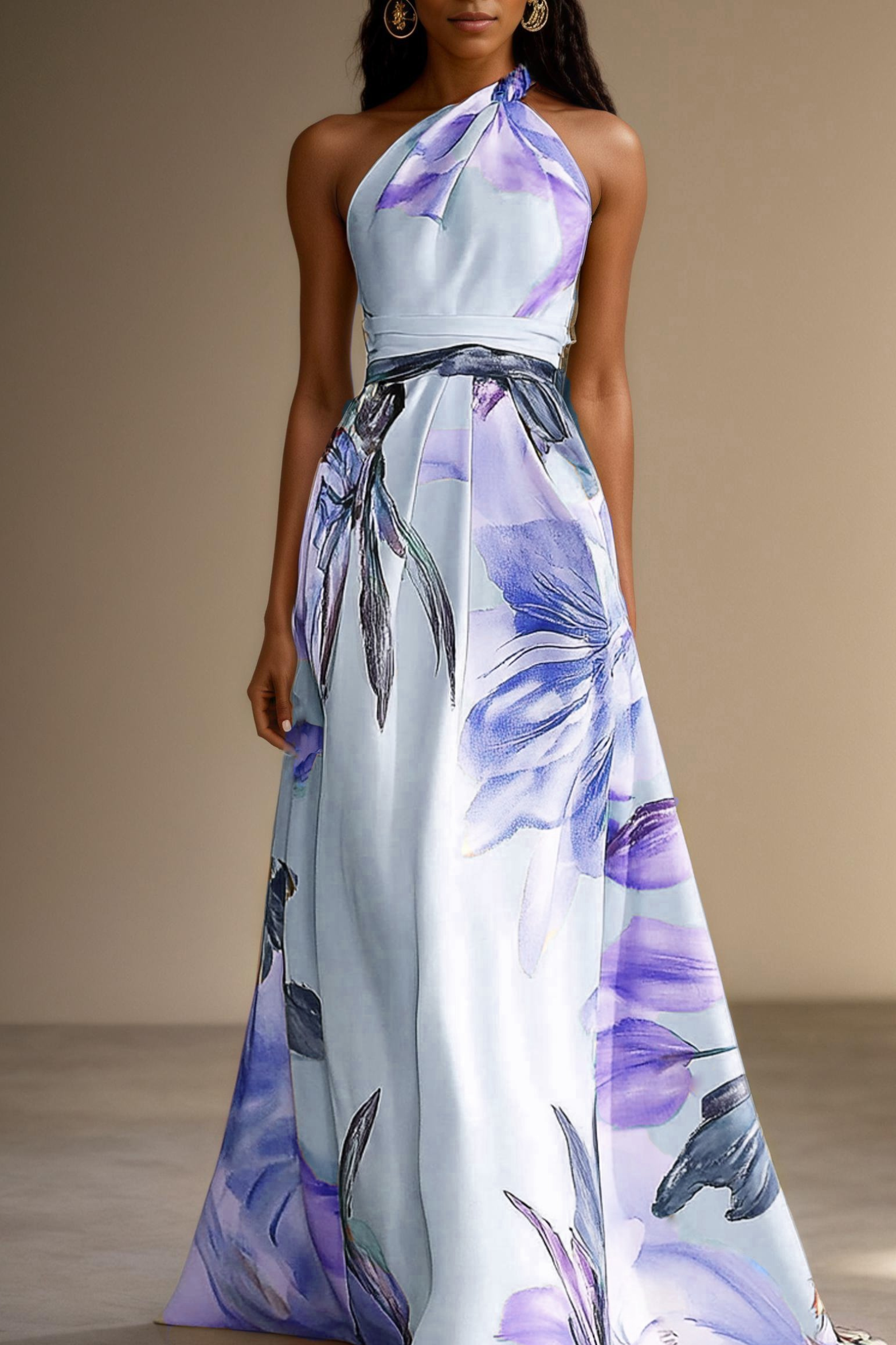 Bryony | Floral Bridesmaid Dresses Satin One-Shoulder Maxi