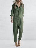Amandine | Comfy Long Sleeve Cotton Jumpsuit With Pockets