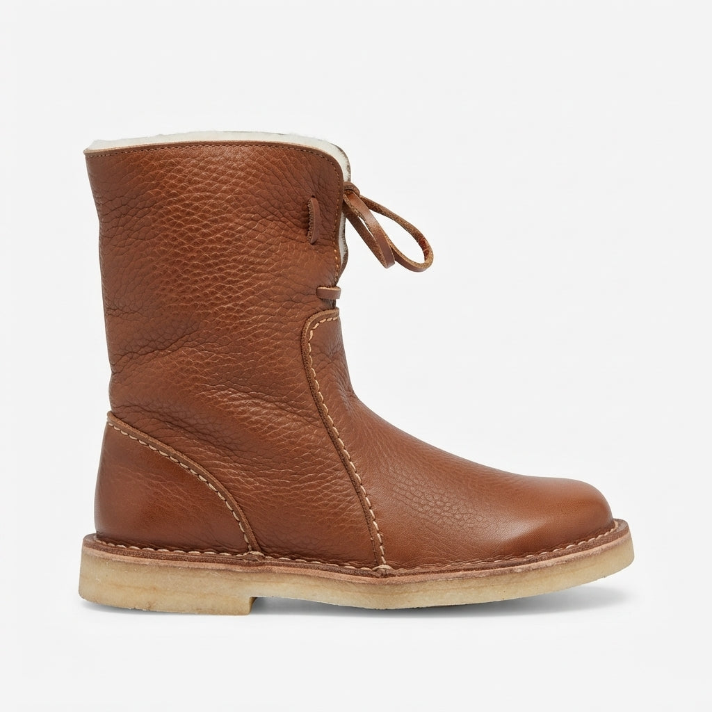 Oriane | Black Brown Leather Ankle Slouch Boots