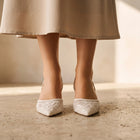 Genevieve | Embroidered Mesh Mule Heels Pointed Toe