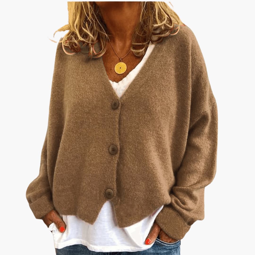 Lucinda | Womens Knit Tops Cardigan V-Neck Long Sleeve Relaxed