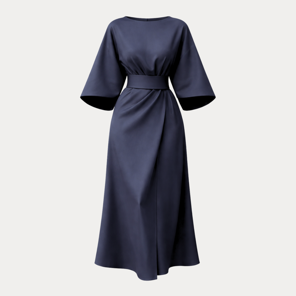 Clemence | Wrap Midi Dress With Wide Sleeves For Wedding Guests