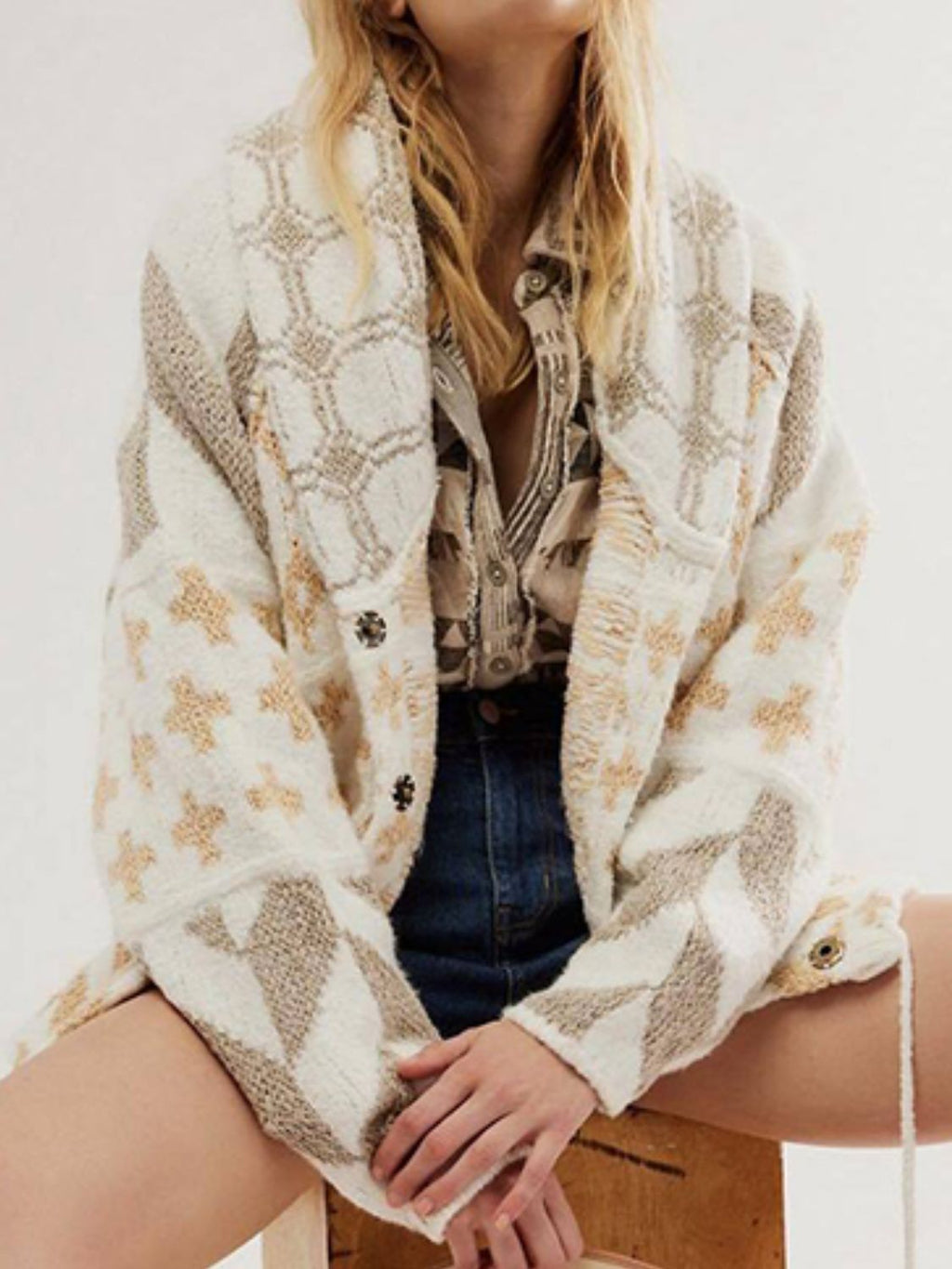 Mirabelle | Oversized Cardigan Sweater Diamond Knit Layer