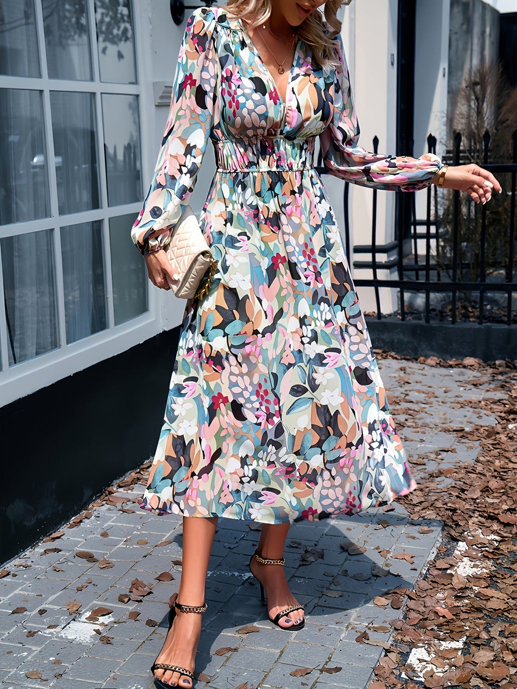 Georgiana | Floral Bridesmaid Dresses Long Sleeve Midi