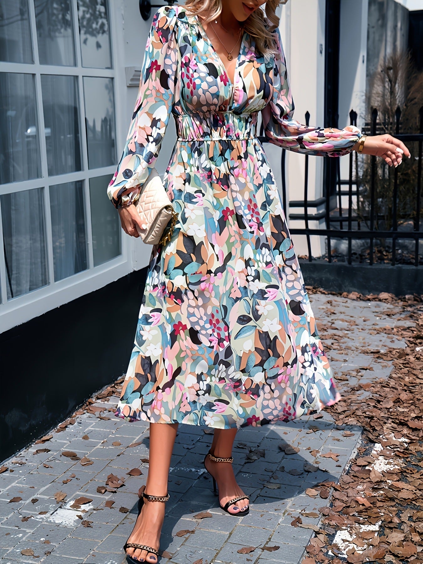 Georgiana | Floral Bridesmaid Dresses Long Sleeve Midi
