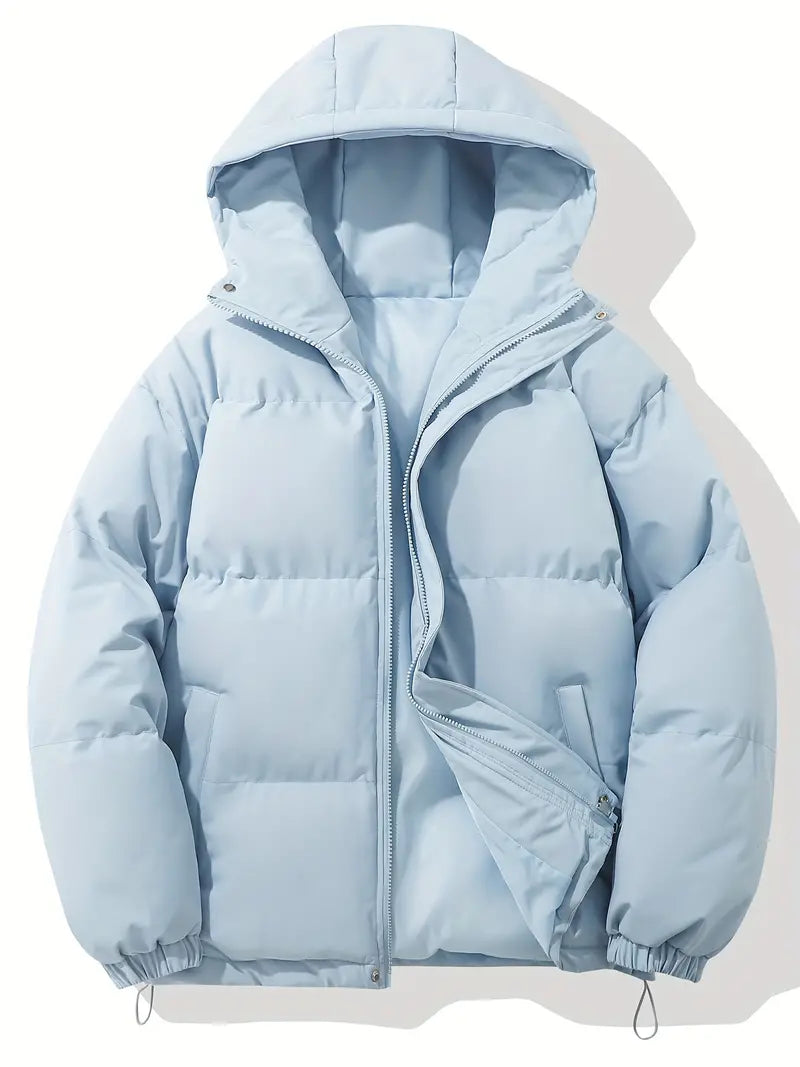 Anouk | Oversized Hooded Fur Hood Puffer Jacket Coat — Light Blue