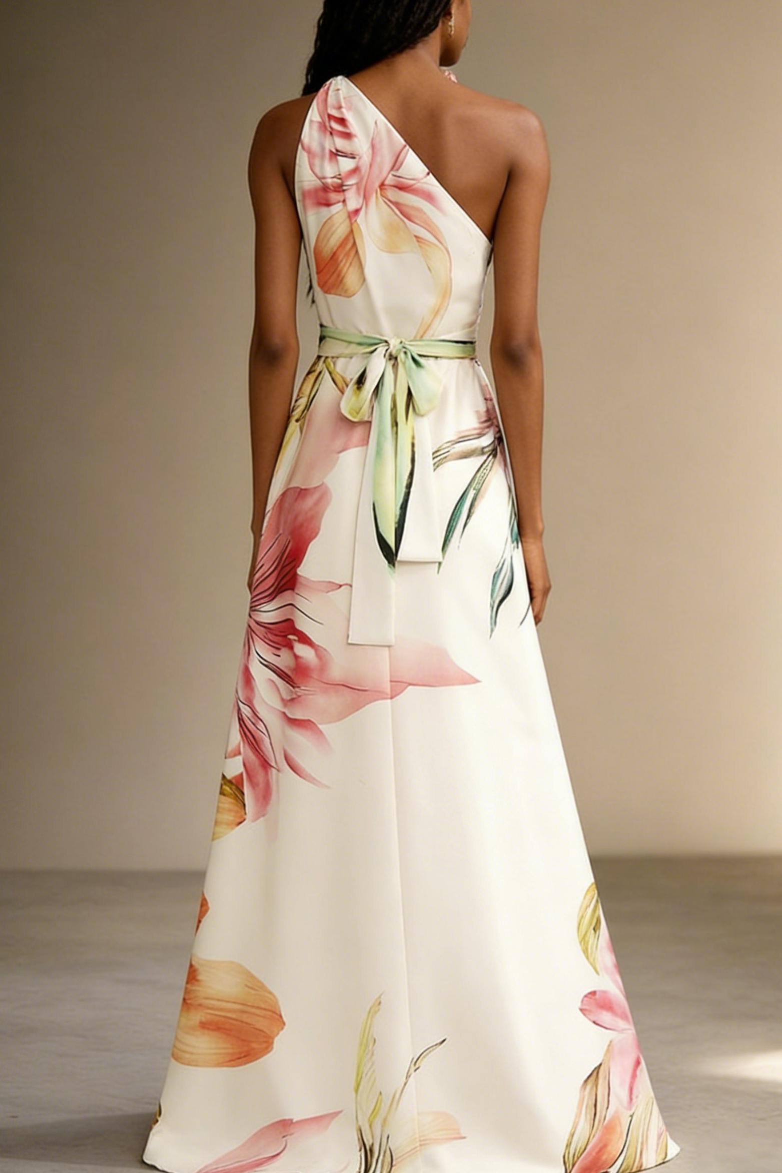 Bryony | Floral Bridesmaid Dresses Satin One-Shoulder Maxi