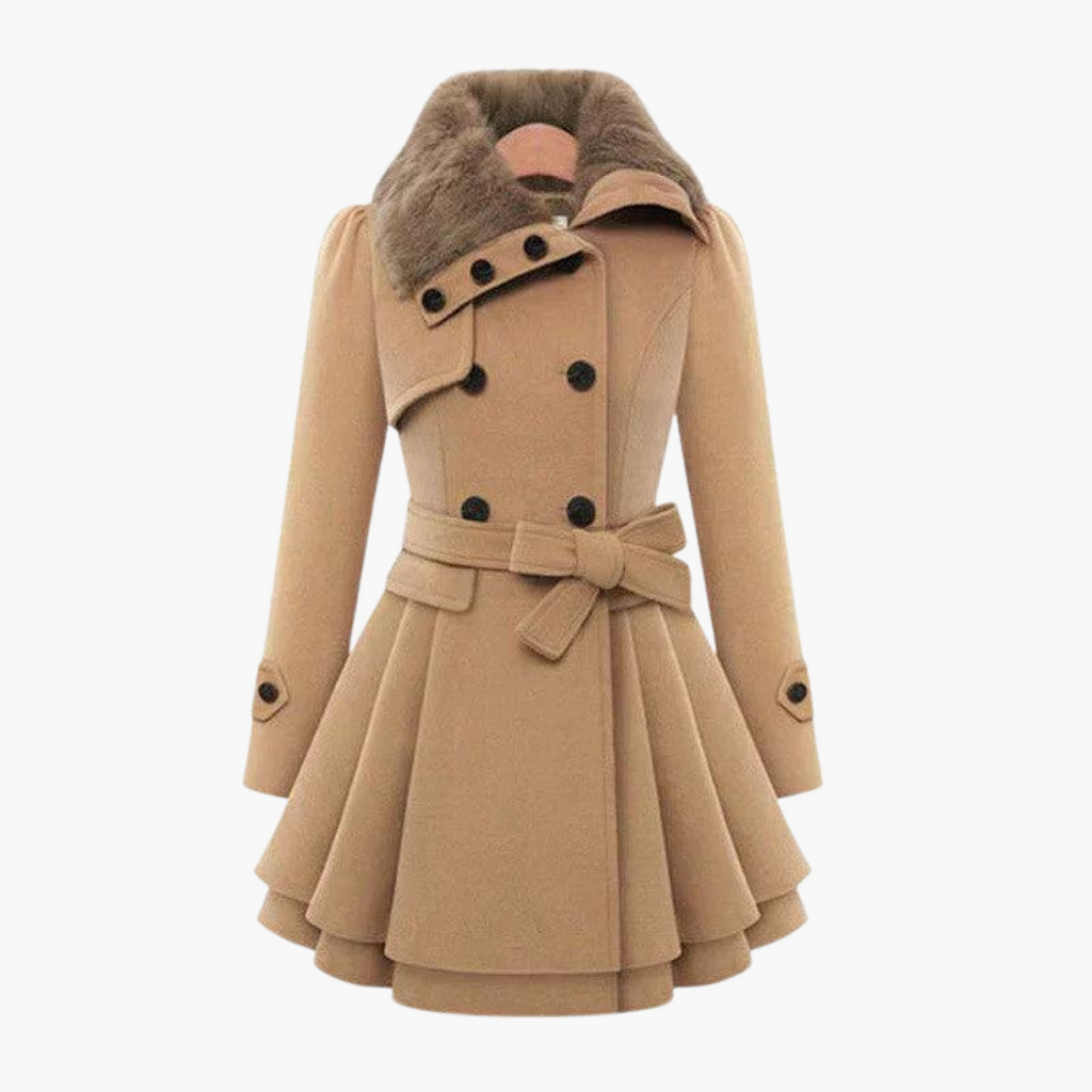 Liliana | Black Belted Trench Coat Women Flared Hem Autumn