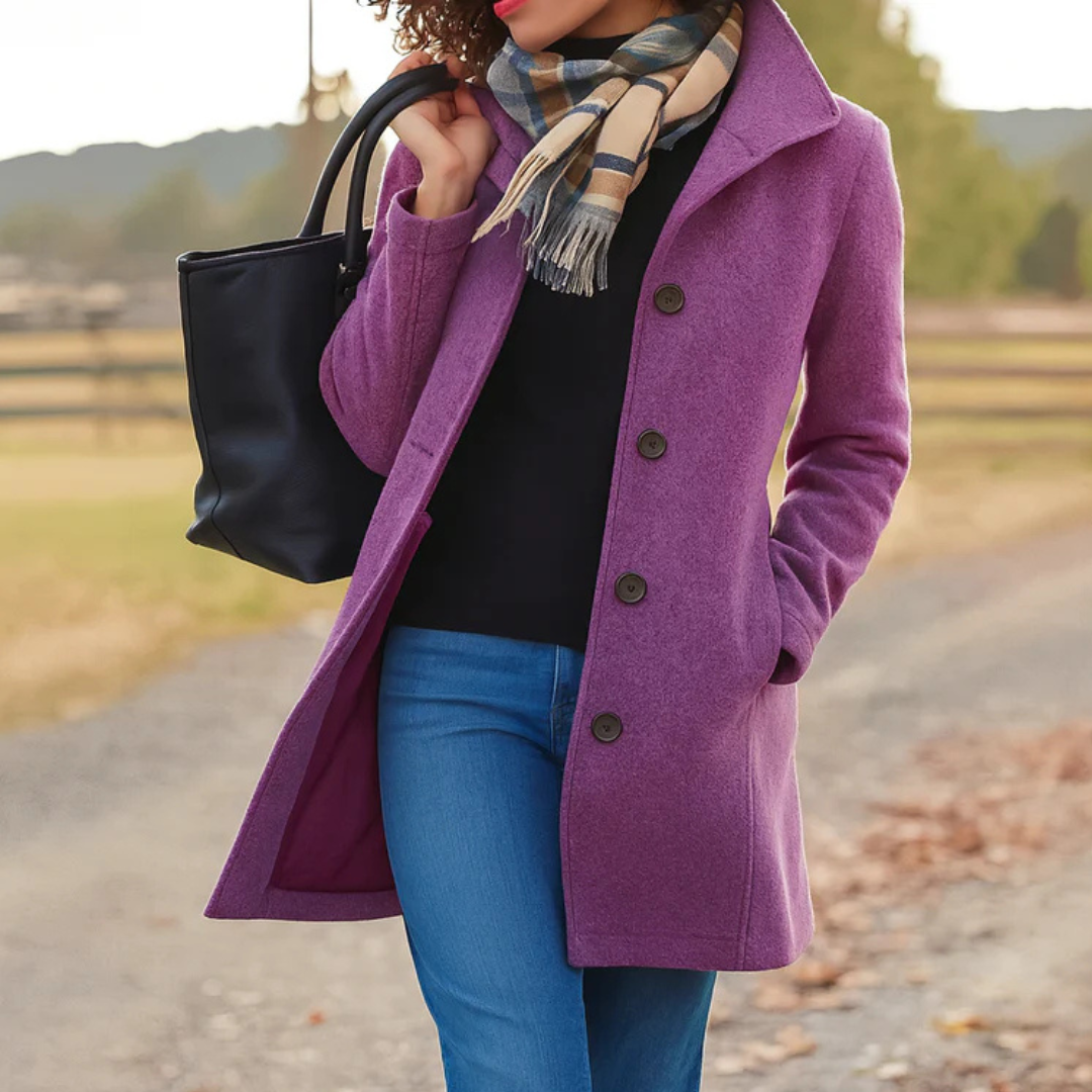 Adeline | Pink Wool Blend Winter Coat Jacket — Purple