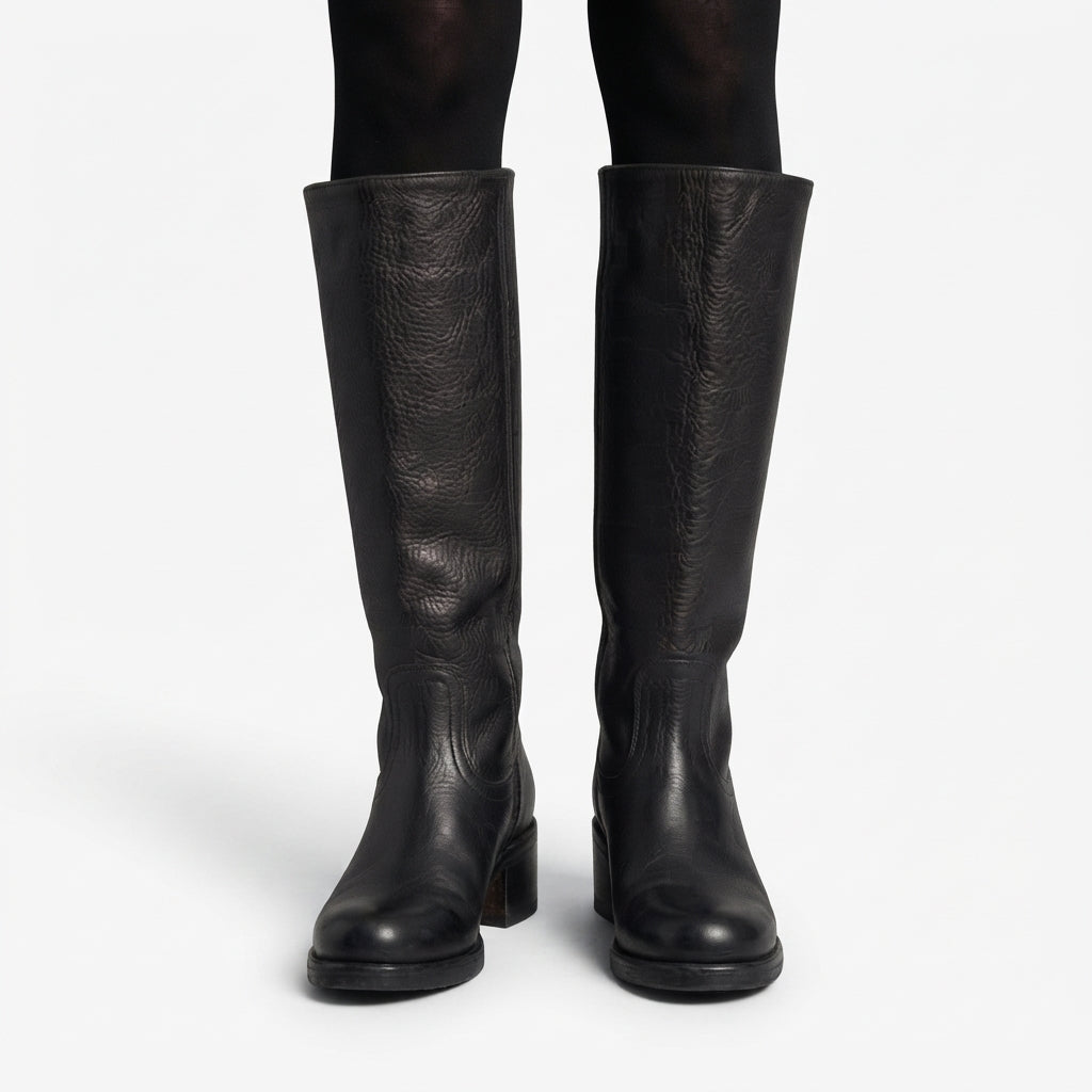 Lavinia | Black Leather Knee High Wide Fit Boots