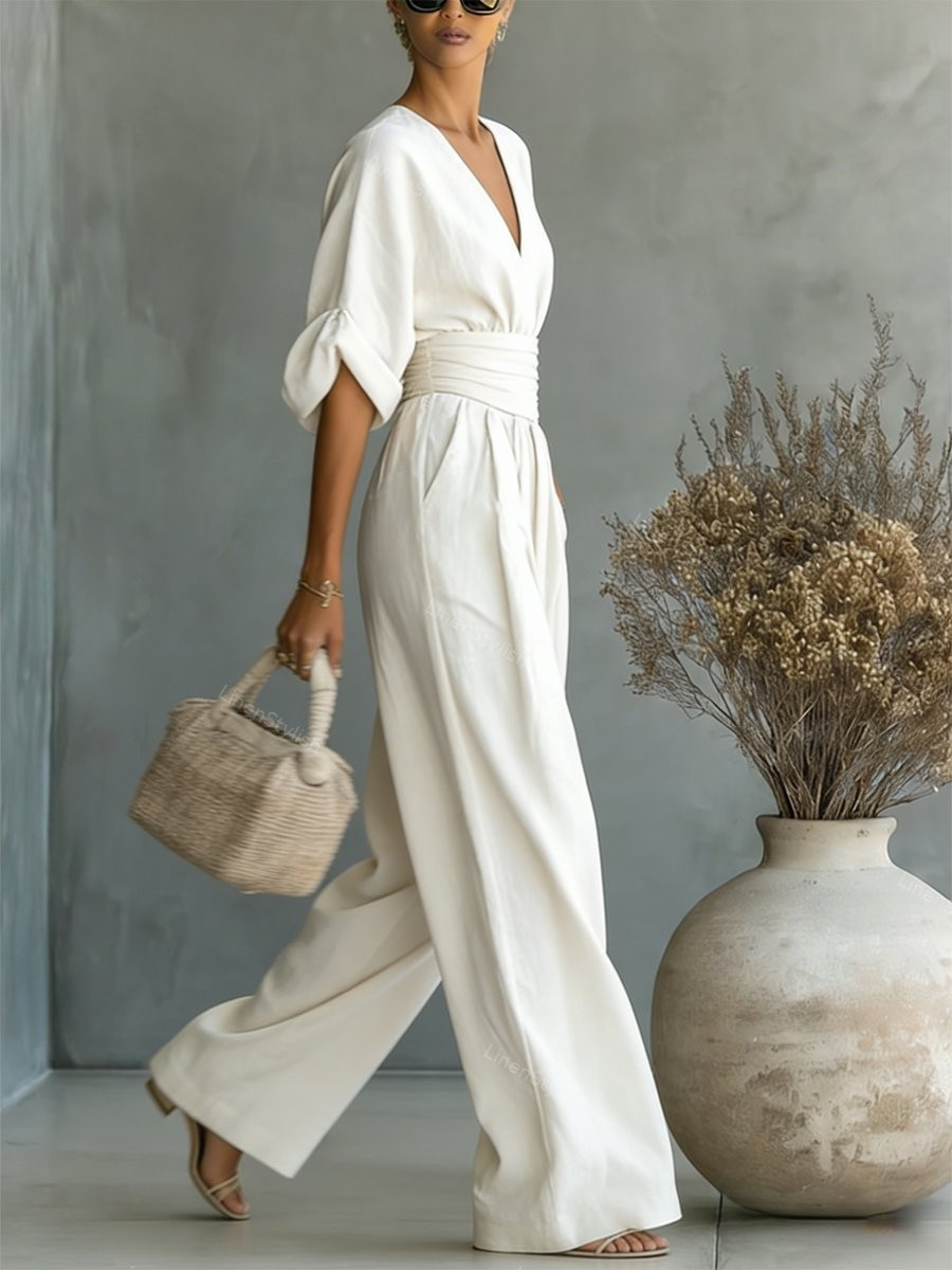 Rosalind | Women V-Neck Waist-Defined Jumpsuit