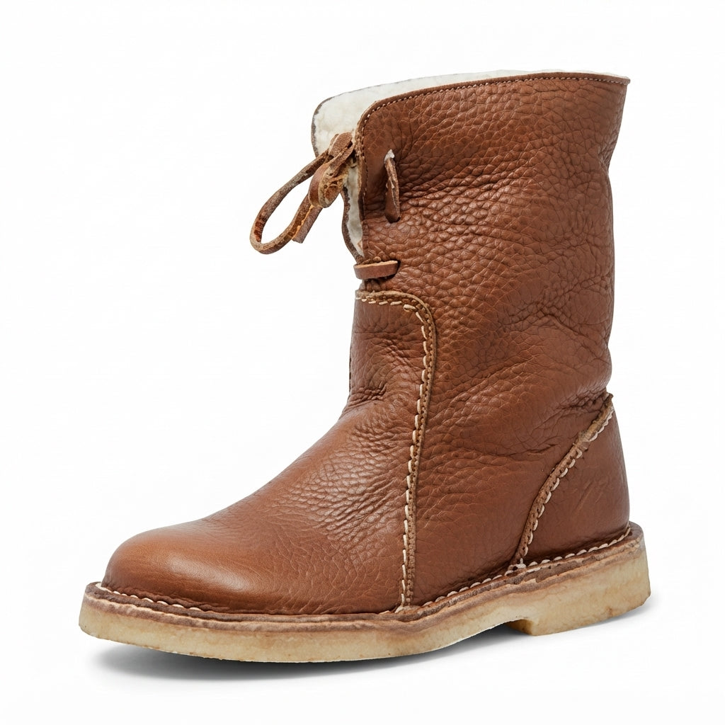 Oriane | Black Brown Leather Ankle Slouch Boots — Brown