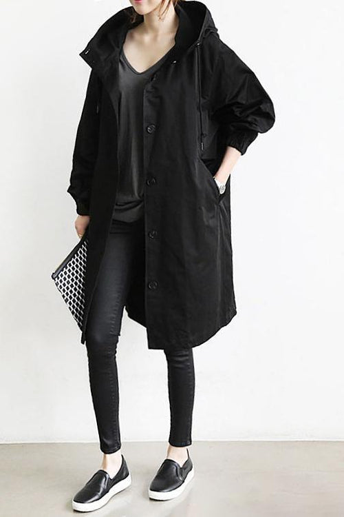 Mathilde | Longline Black Wool Hooded Winter Puffer Coat Fur