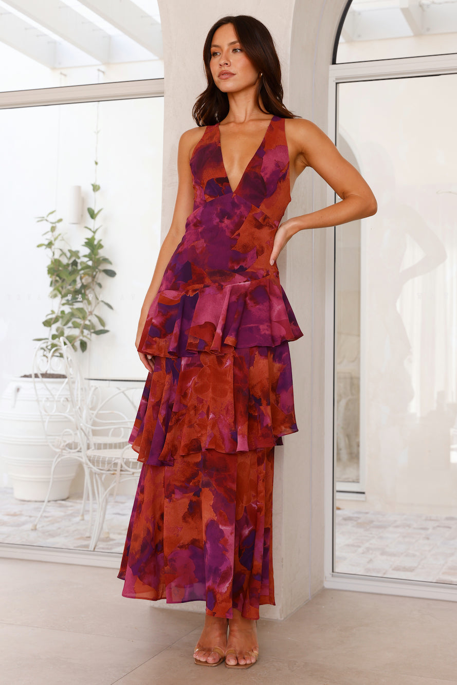 Mirabelle | Long Sleeve Wedding Guest Dresses Layered Maxi