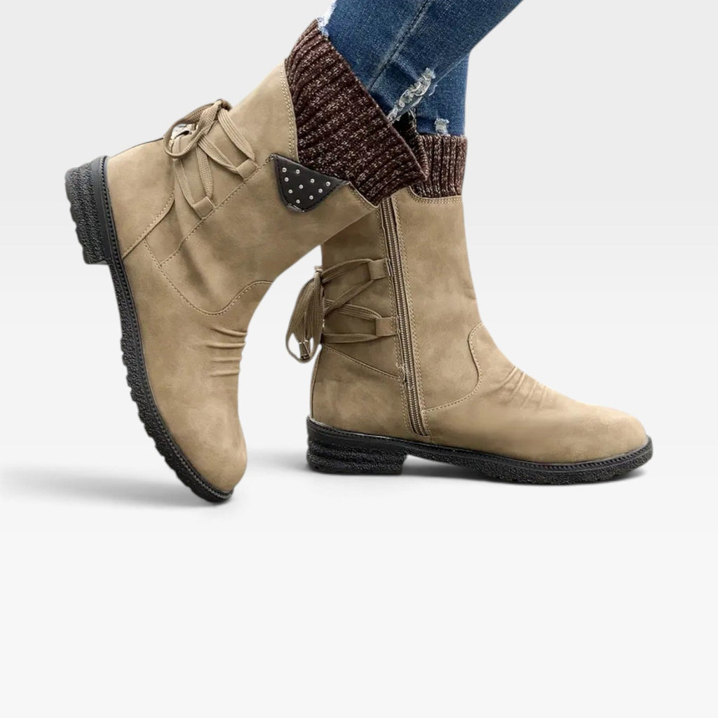 Dominique | Warm Fur Lined Winter Boots — Khaki