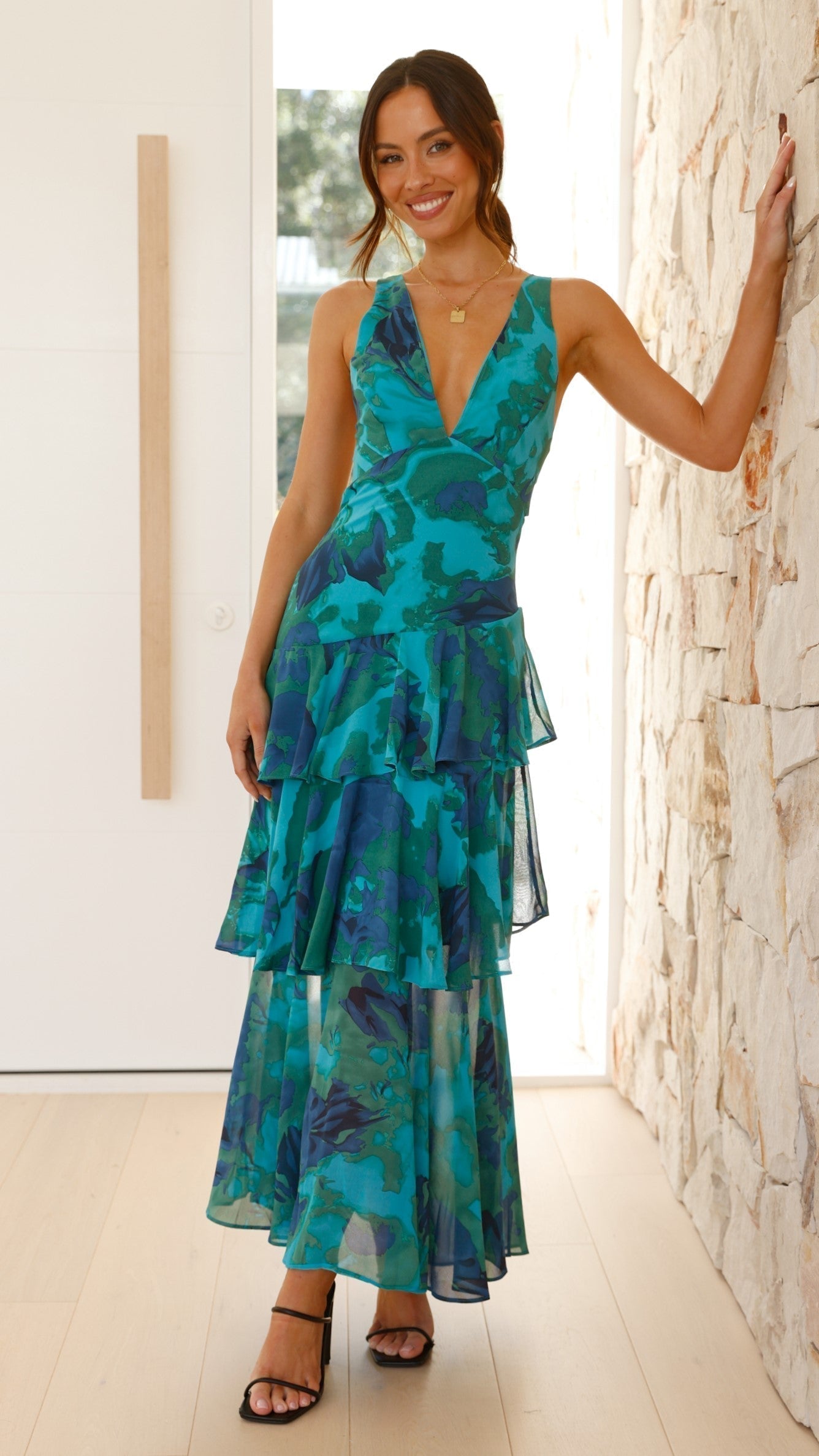 Mirabelle | Long Sleeve Wedding Guest Dresses Layered Maxi