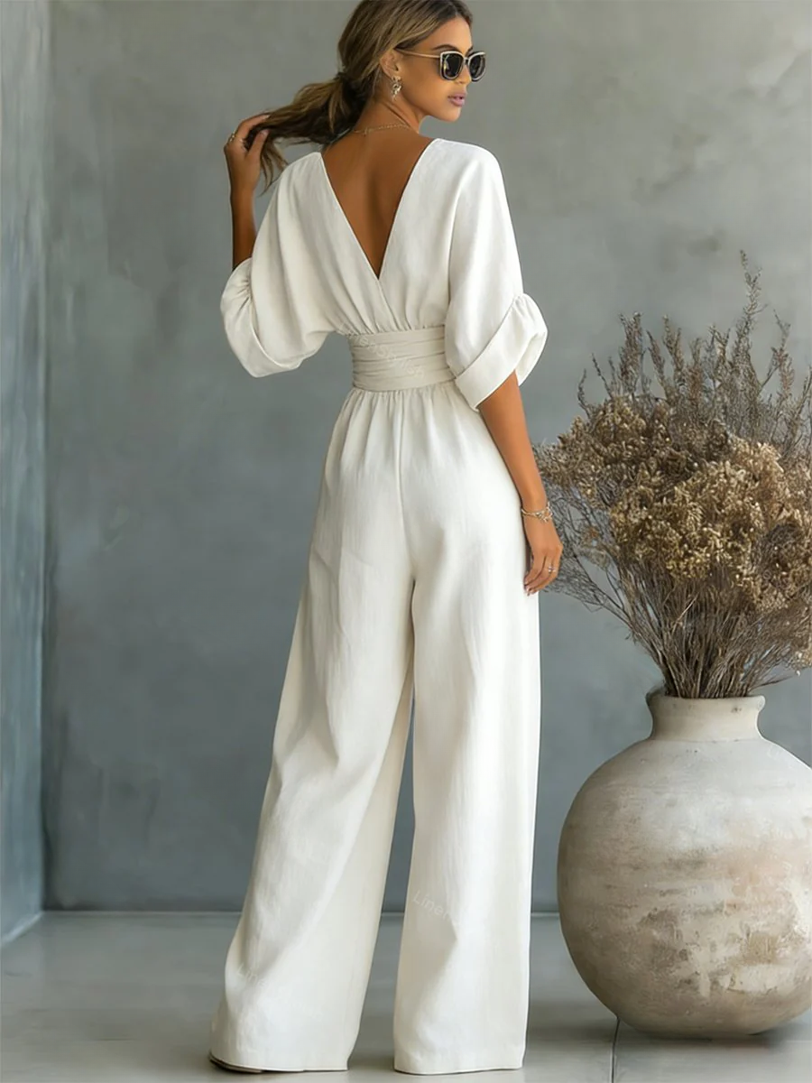 Rosalind | Women V-Neck Waist-Defined Jumpsuit