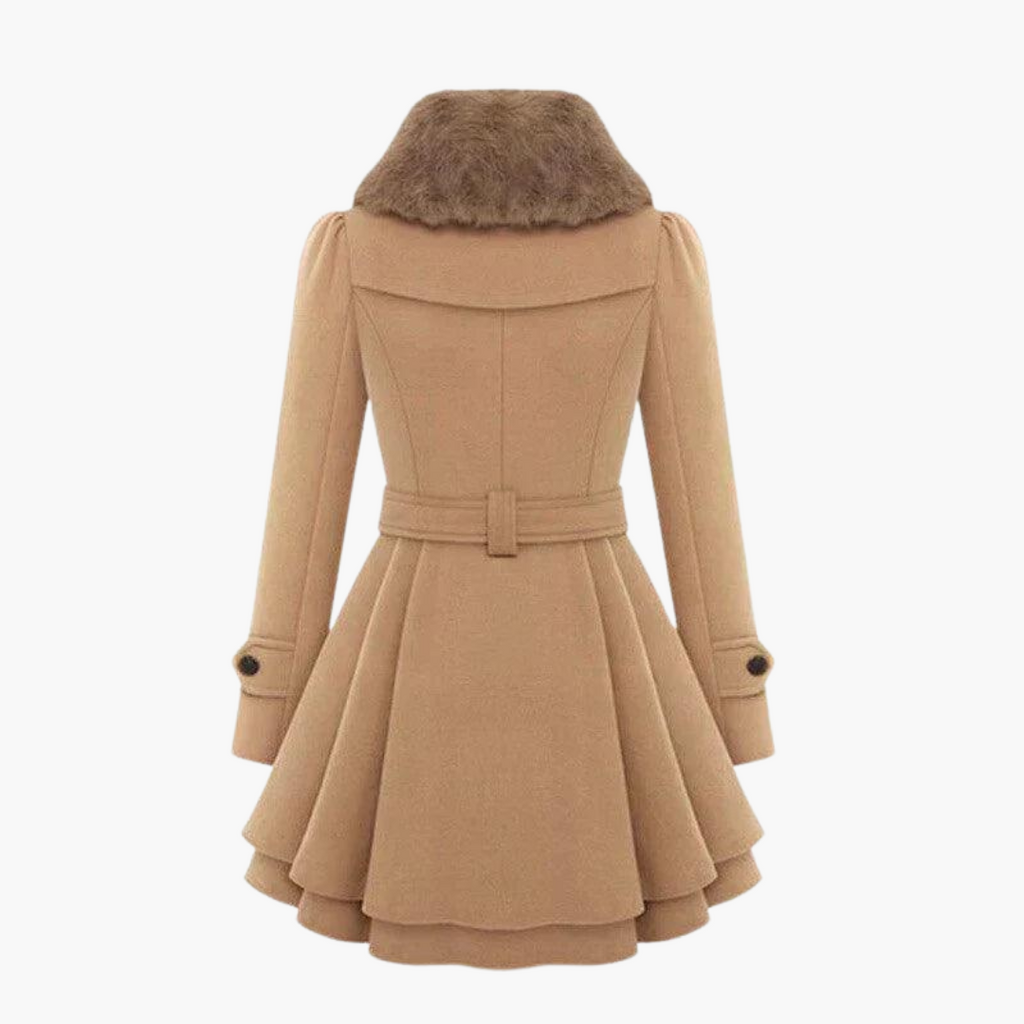 Liliana | Black Belted Trench Coat Women Flared Hem Autumn