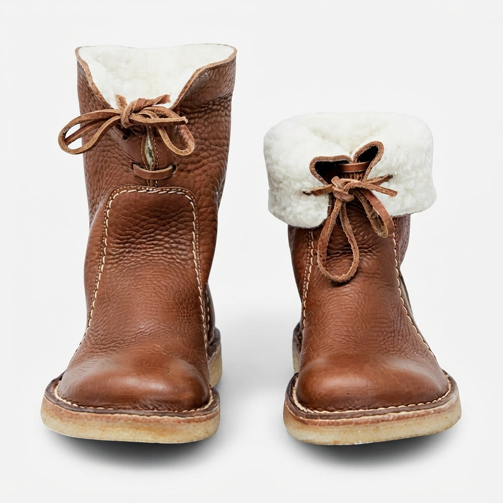 Oriane | Black Brown Leather Ankle Slouch Boots