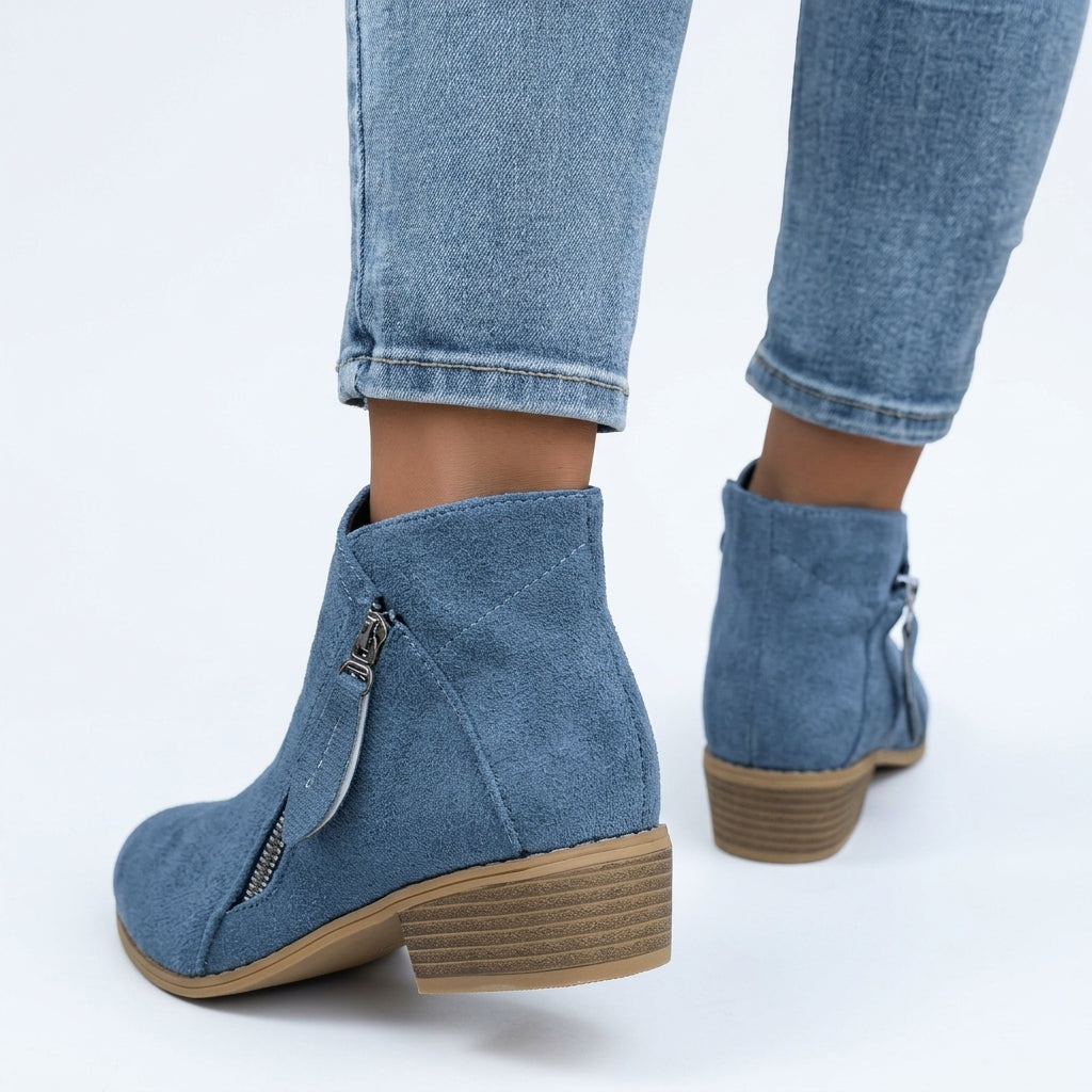 Esmee | Low Heel Black Brown Leather Ankle Boots