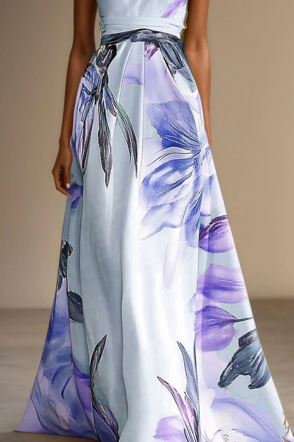 Bryony | Floral Bridesmaid Dresses Satin One-Shoulder Maxi