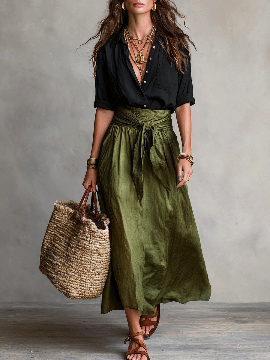Genevieve | Bohemian Flowy Skirt Top Outfit Set