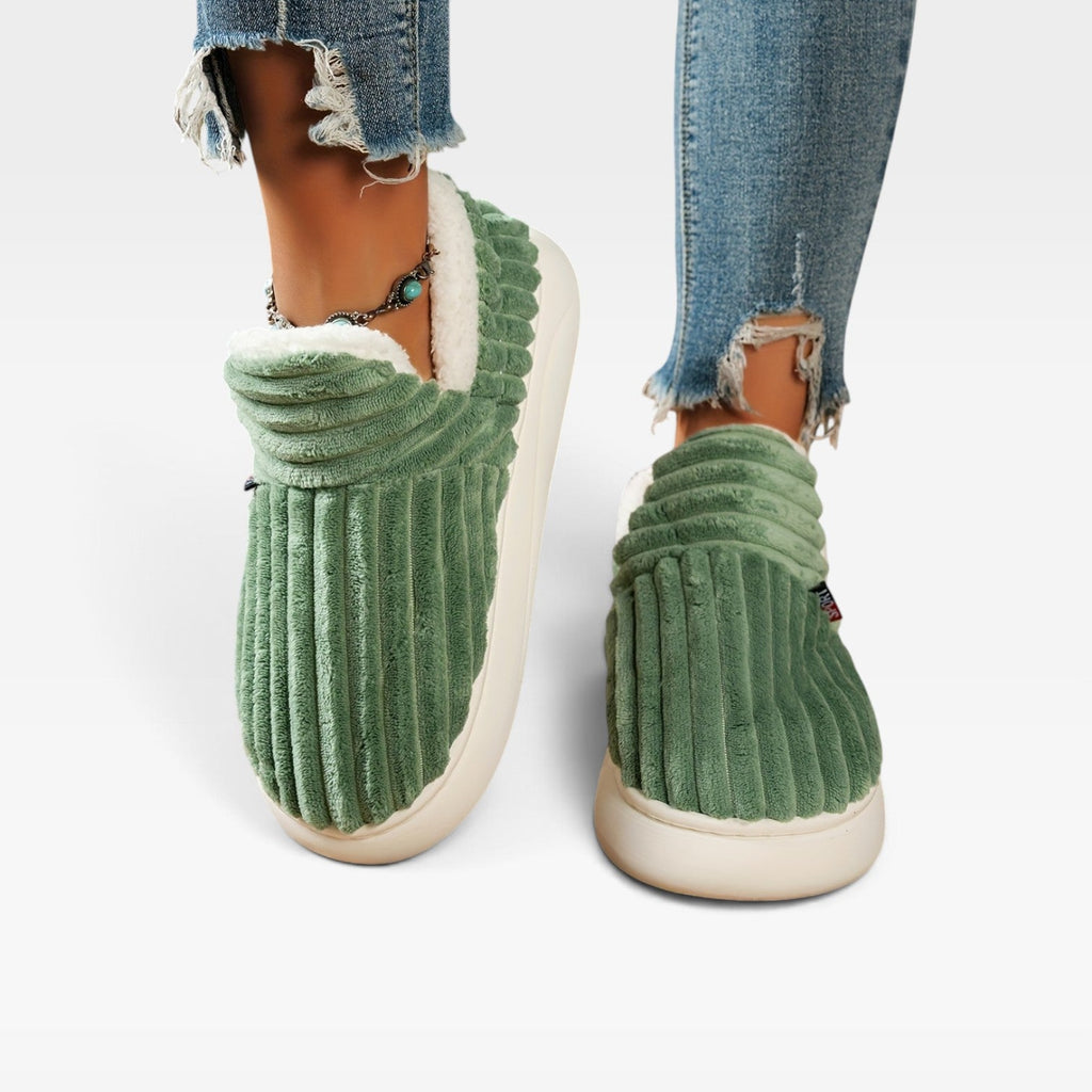 Sylvie | Chunky Brown Winter Slipper Boots Corduroy