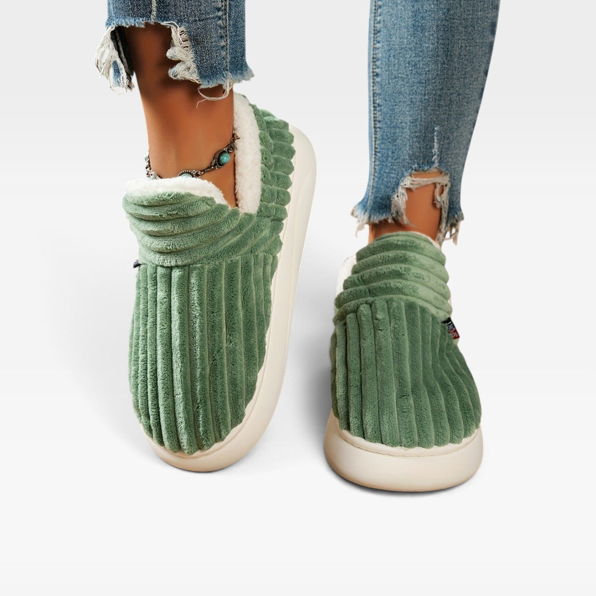Sylvie | Chunky Brown Winter Slipper Boots Corduroy