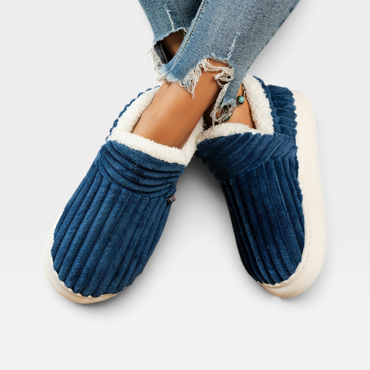 Sylvie | Chunky Brown Winter Slipper Boots Corduroy