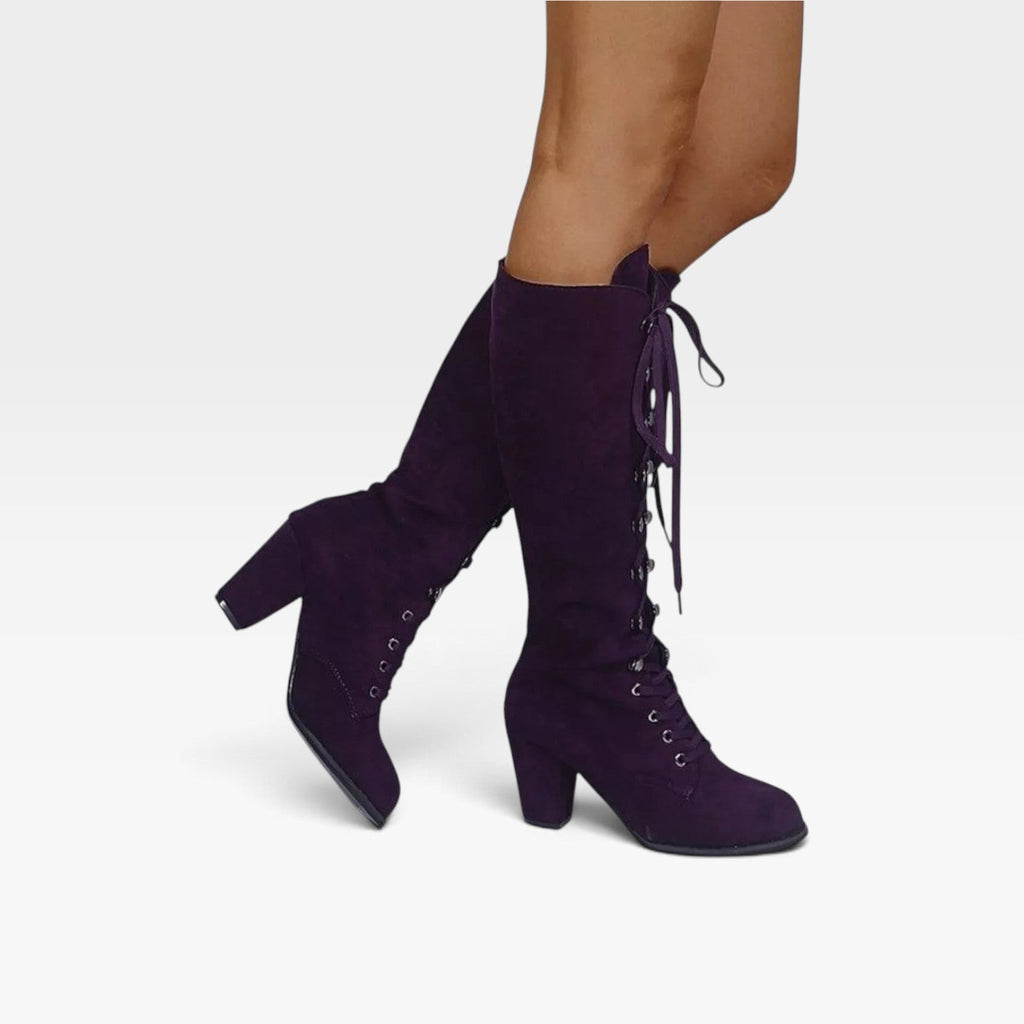 Arabella | Black Brown Lace Up Leather Block Heel Ankle Boots