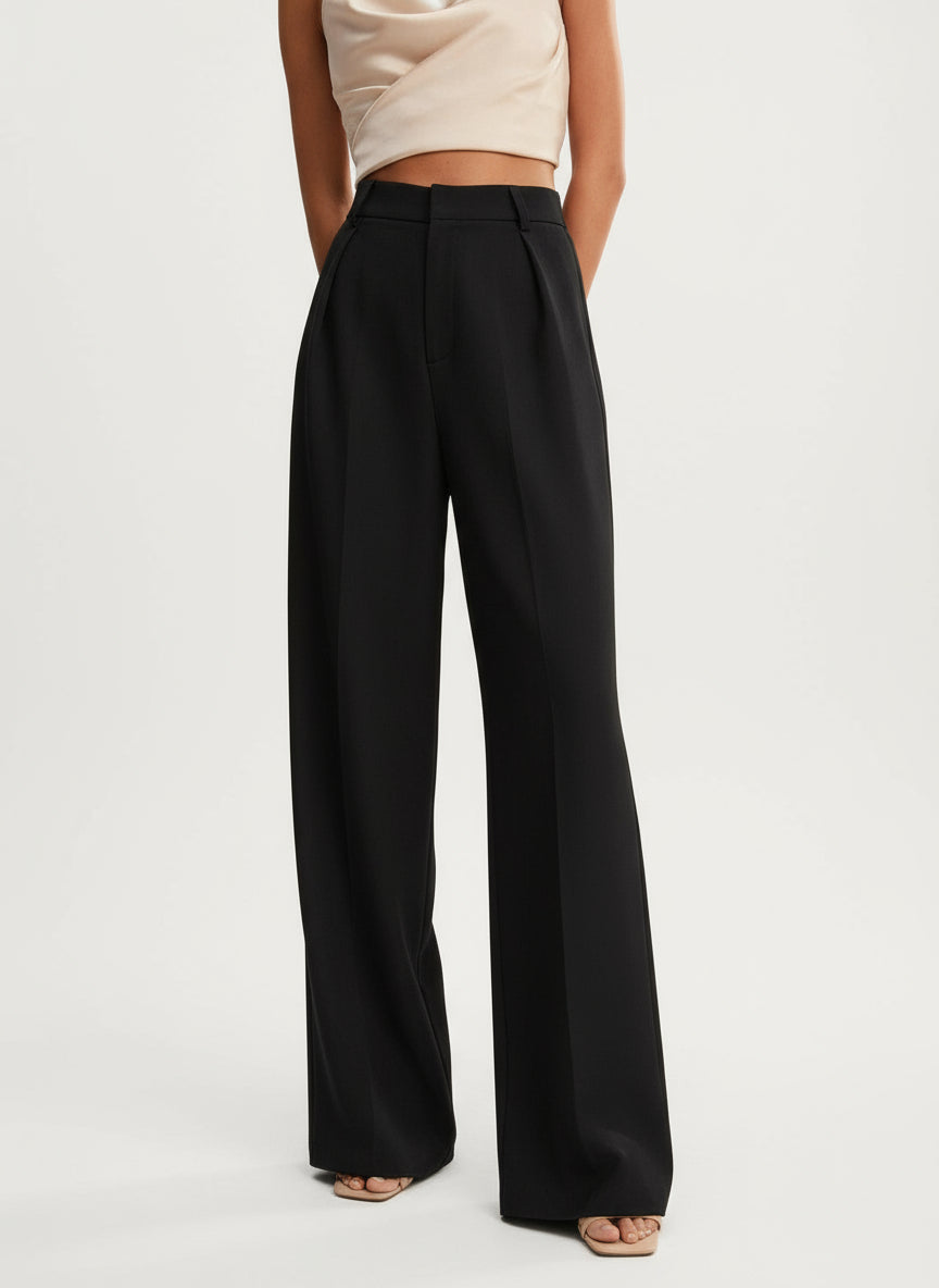 Coralie | High Waisted Wide Leg Tailored Trousers for Women