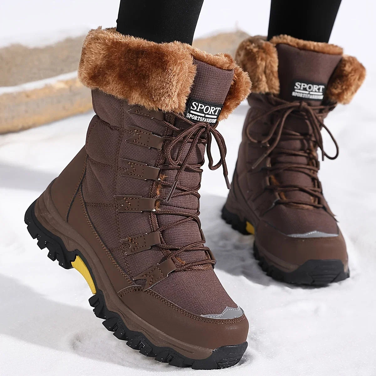Theodora | Warm Faux Fur Winter Snow Boots — Brown