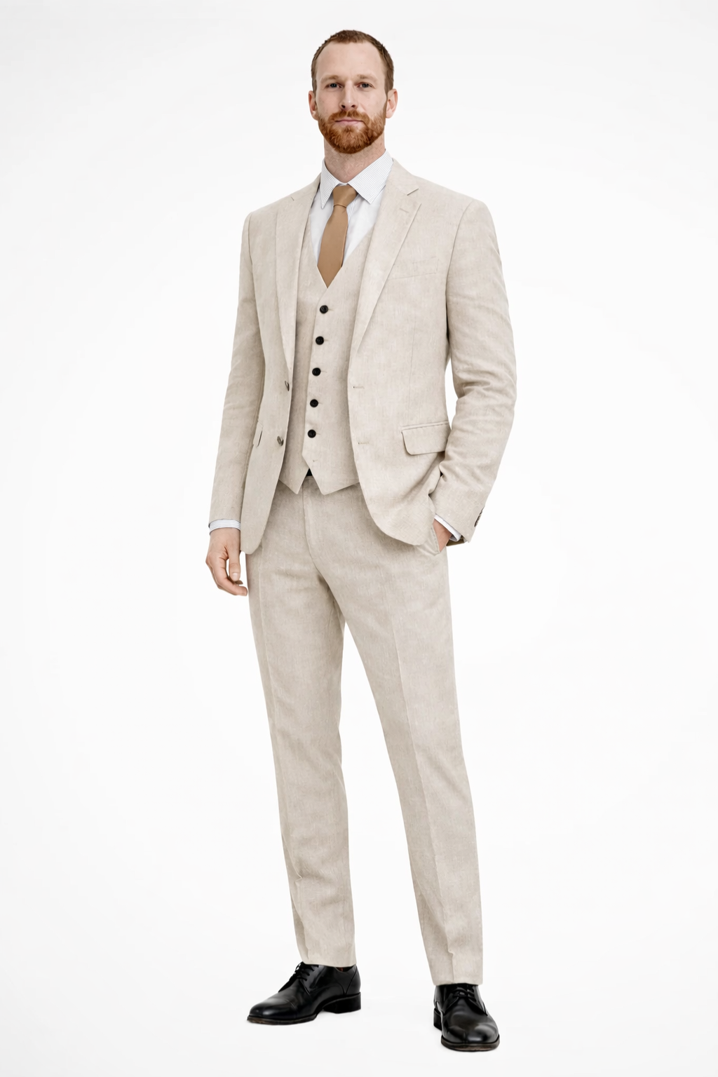 Marcel | Men Linen 3-Piece Wedding Guest Suit Blazer Waistcoat Trousers