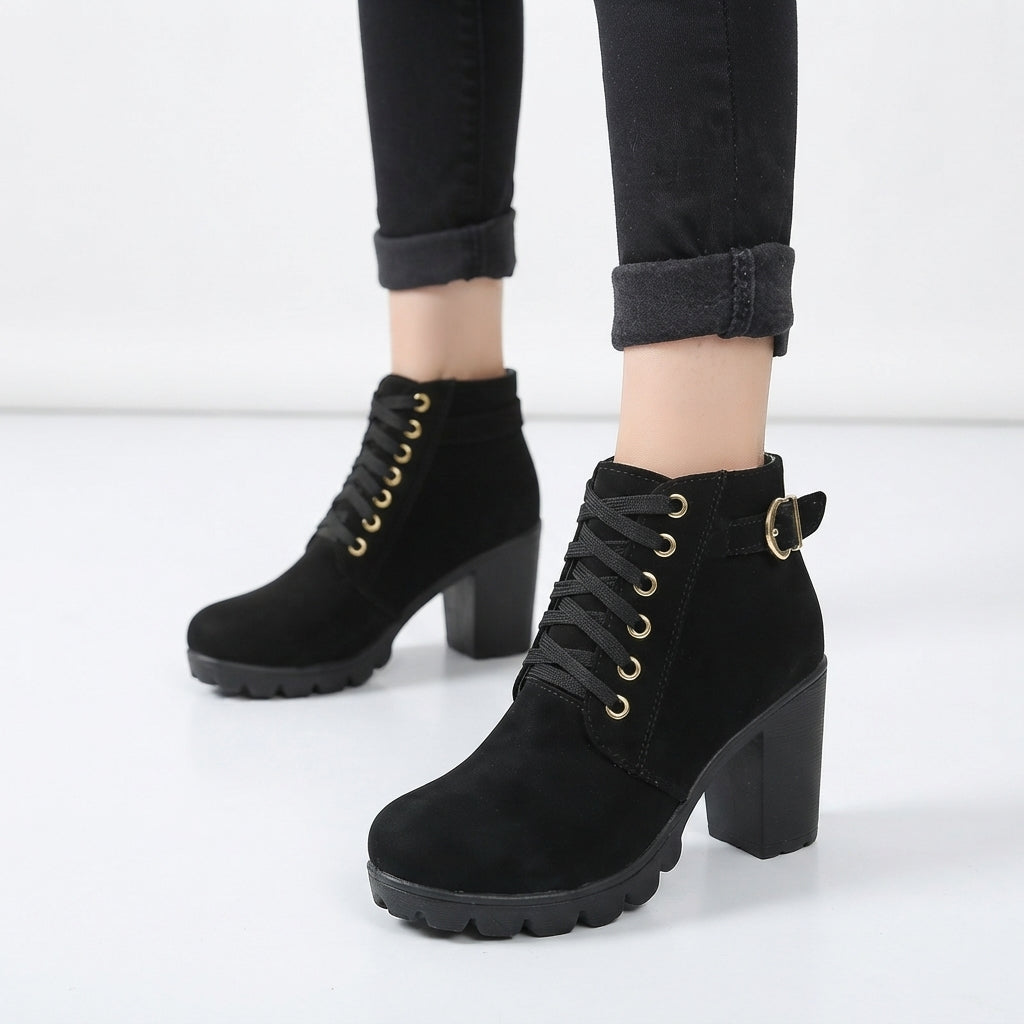 Georgiana | Low Heel Flat Leather Ankle Boots