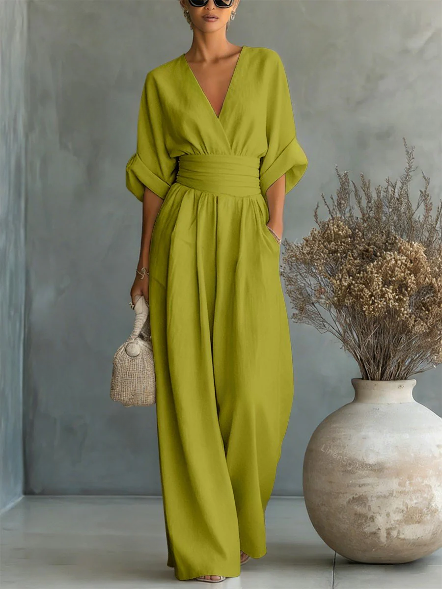 Rosalind | Women V-Neck Waist-Defined Jumpsuit