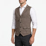 Isaac | Men Herringbone Tweed Wedding Waistcoat Tailored Fit