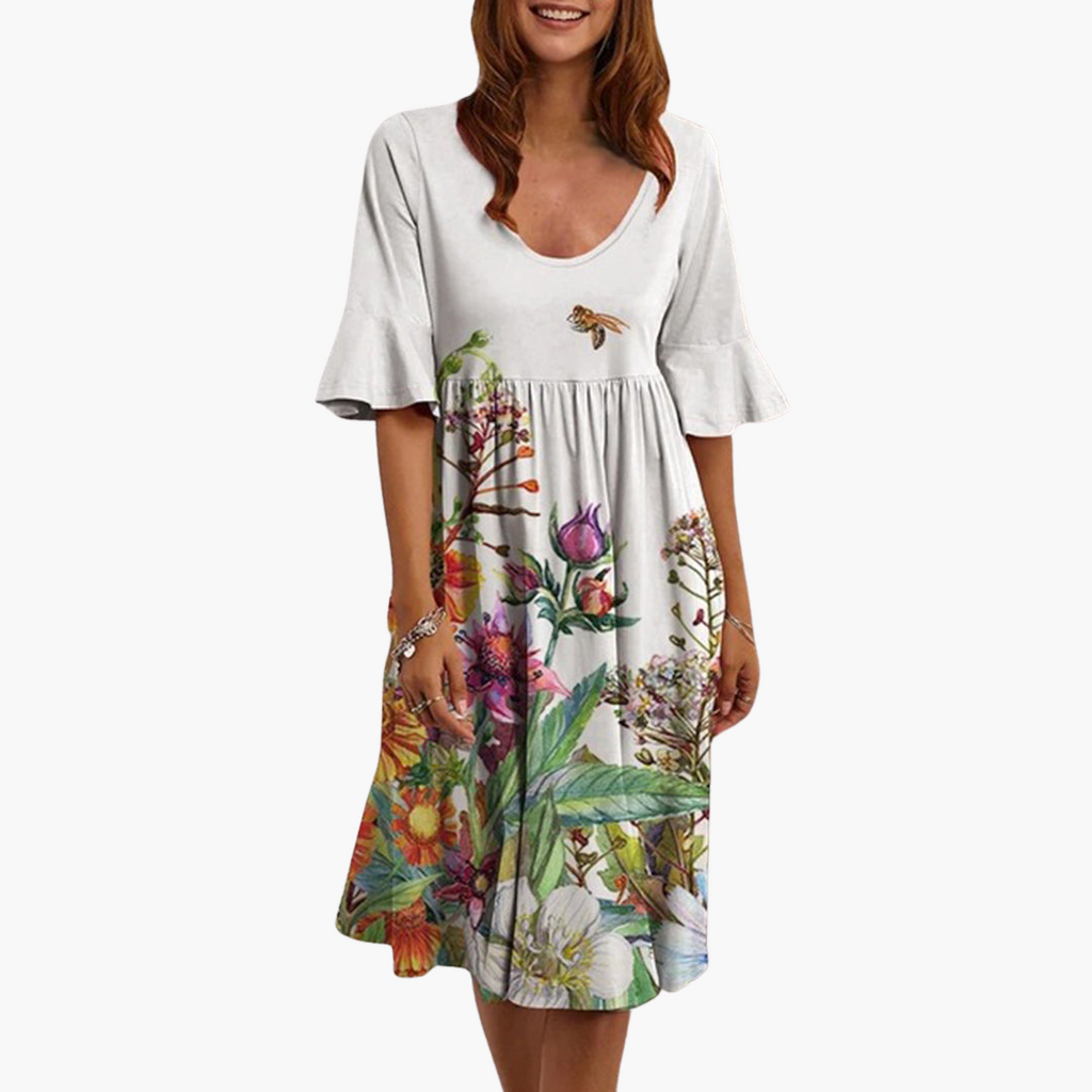 Rosanna | Boho Floral Flutter Sleeve Knee Wedding Dress